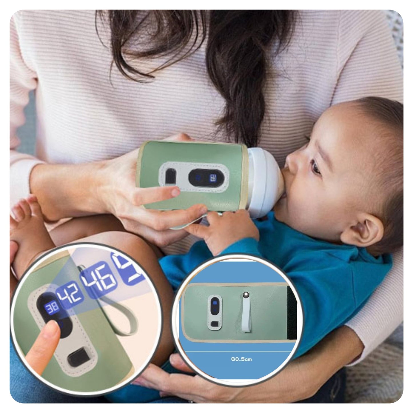 Bébé confortablement nourri avec biberon température idéale