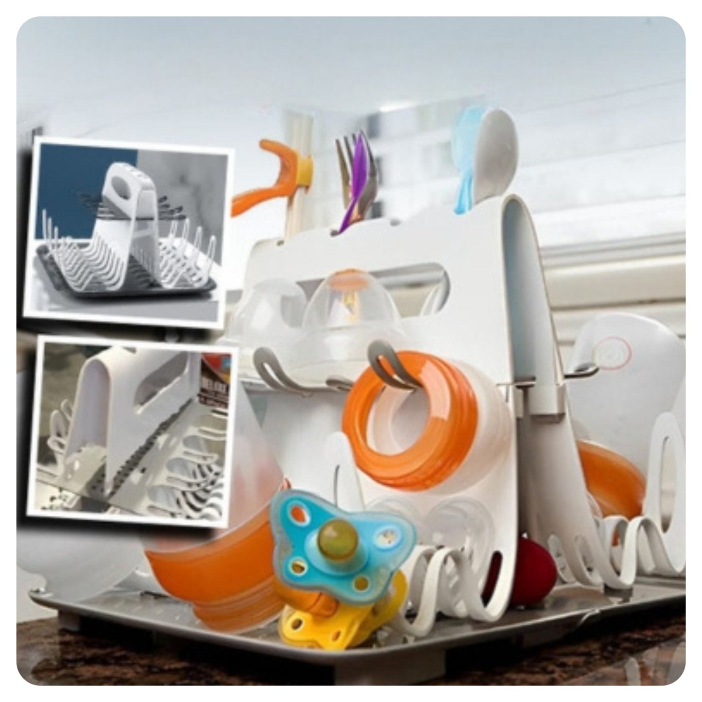 Vue complète sèche biberon égouttoir organisateur support tétines