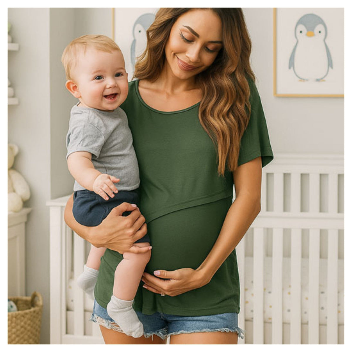 T-shirt allaitement discret avec ouverture double accès pour maman