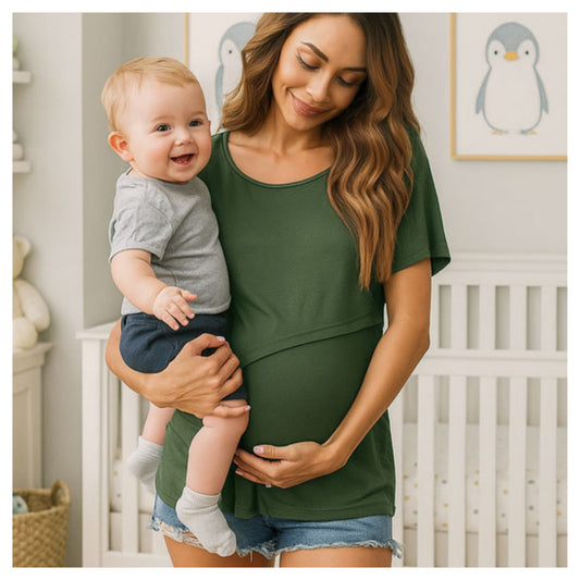 T-shirt allaitement discret avec ouverture double accès pour maman