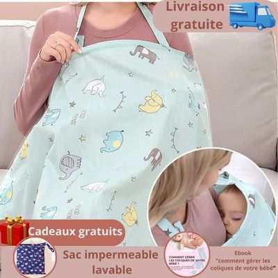 Maman allaitant bébé avec tablier allaitement discret léger respirant