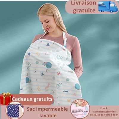 Gros plan tablier allaitement discret couverture intimité respirante