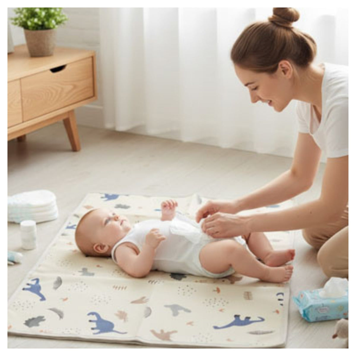 Détails du tapis à langer nomade Compact Confort avec poches organisées