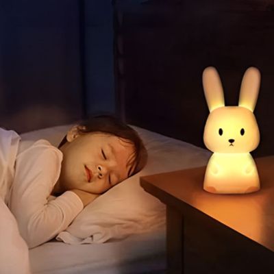 Veilleuse bébé lapin en silicone avec 7 couleurs LED rechargeables