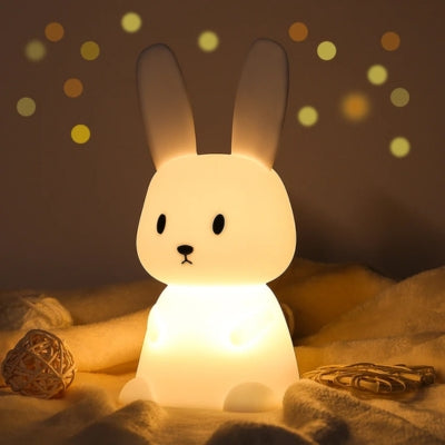 Veilleuse bébé lapin en silicone sécurisé avec lumière douce