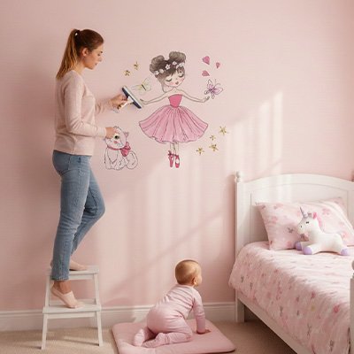 Détail motifs stickers muraux Colorama - Design coloré et ludique